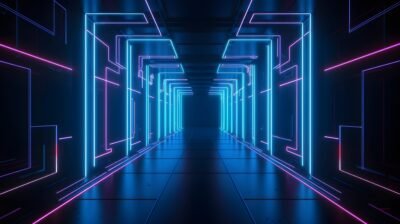 Neon Corridor: Digital Dreamscape 4K 5K Wallpaper