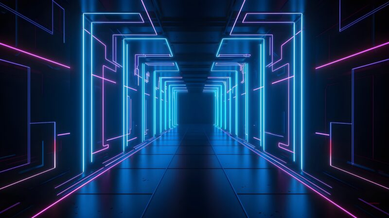 Neon Corridor: Digital Dreamscape 4K 5K Wallpaper