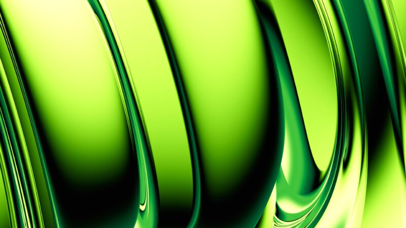 Emerald Liquid Metal Waves 4K Wallpaper
