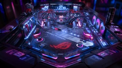 ROG Pinball: Cyber Neon Showdown 4K Wallpaper