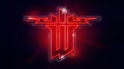 Wolfenstein Emblem: Neon Gaming Icon 4K 5K Wallpaper