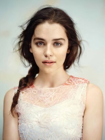Emilia Clarke: Ethereal Portrait in Lace 4K 5K Wallpaper