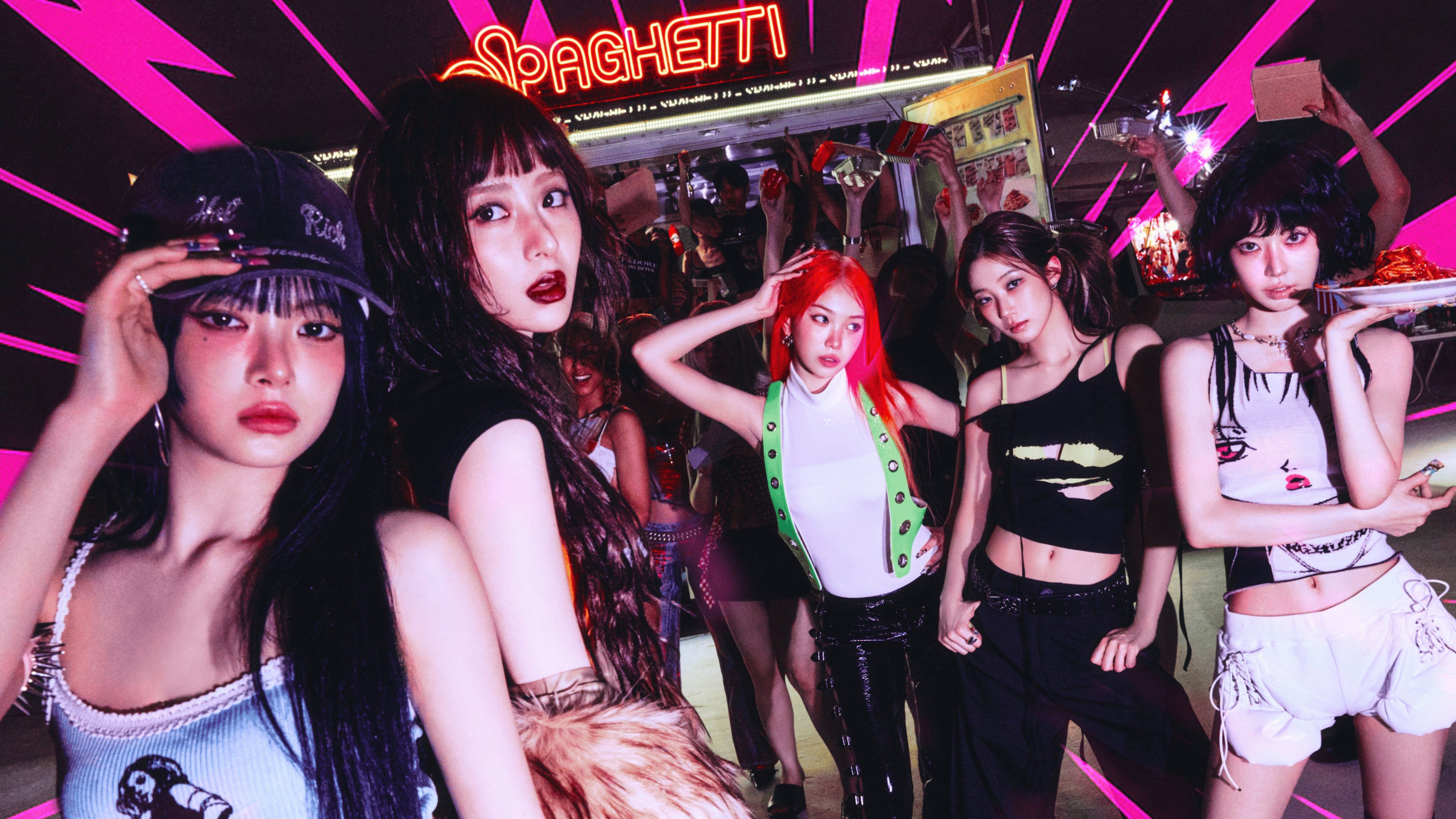 Le Sserafim: Spaghetti Night Vibes 4K 5K Wallpaper