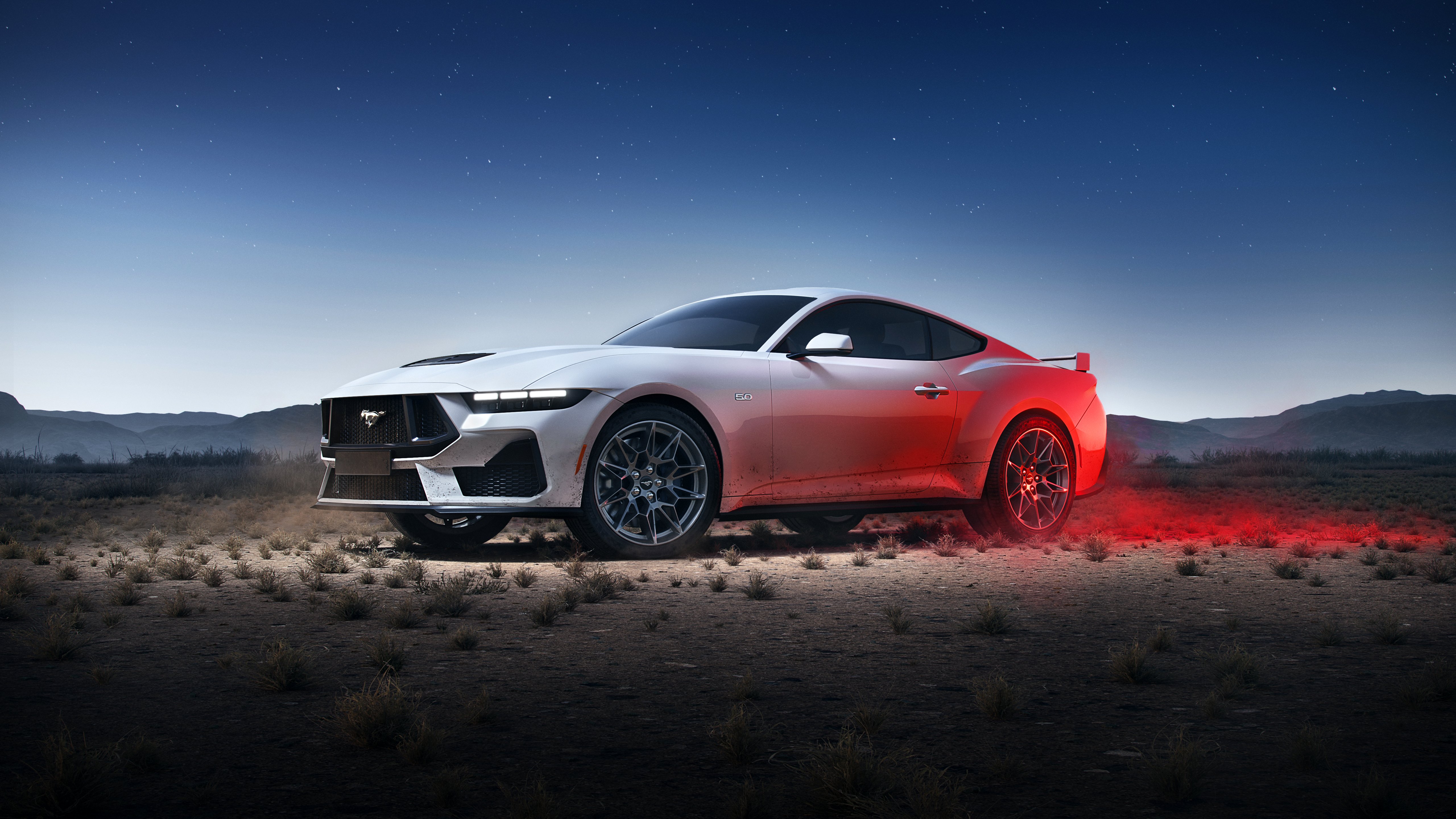 Desert Roar: Mustang GT Power 4K 5K Wallpaper