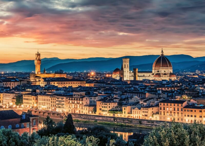 Florence's Radiant Sunset Over Duomo 4K Wallpaper