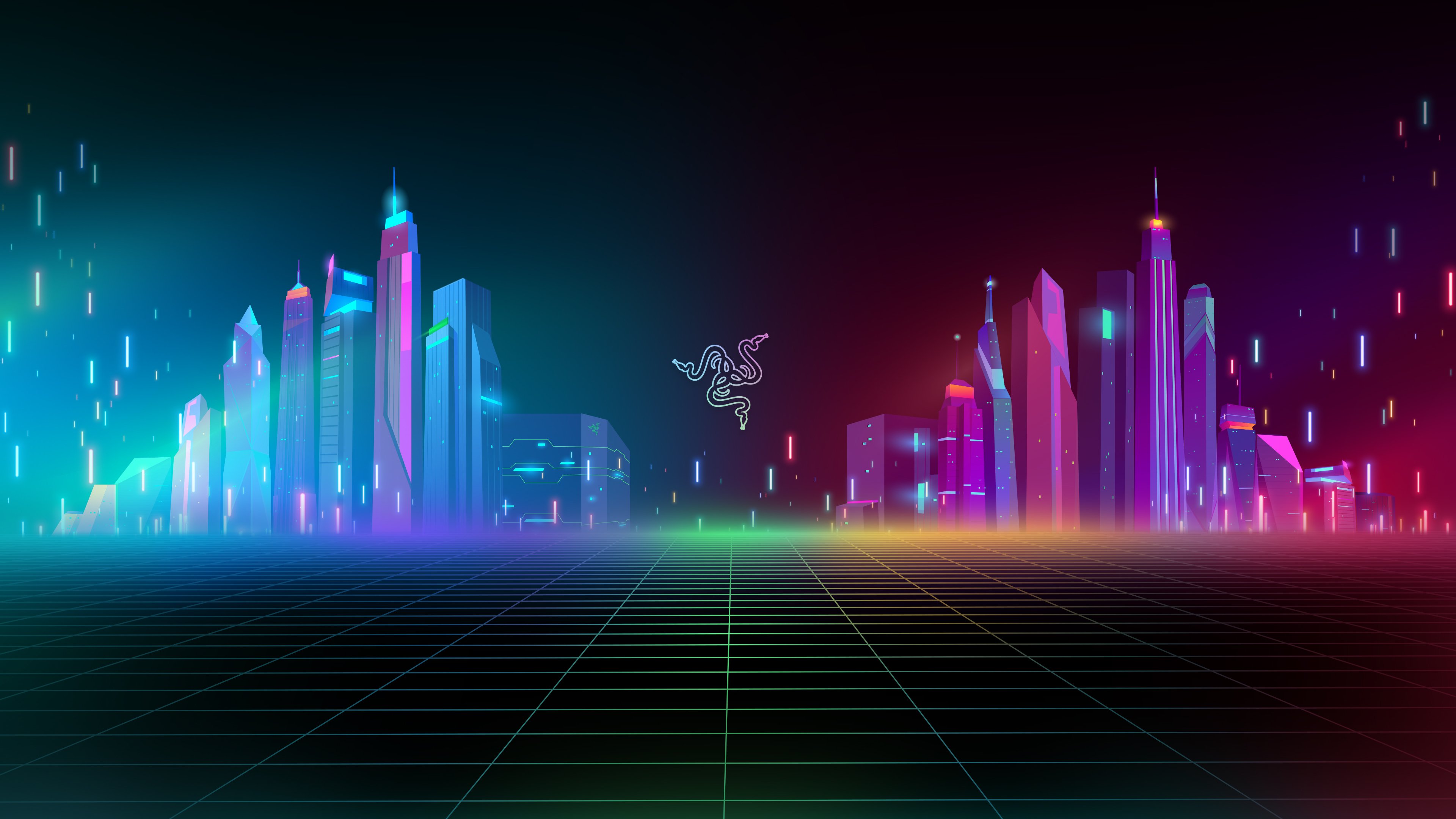 Razer's Neon Cyber City Dreamscape 4K Wallpaper