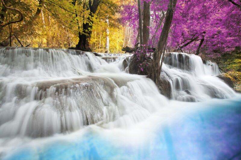 Magical Erawan Falls: Seasons Collide 4K 5K Wallpaper