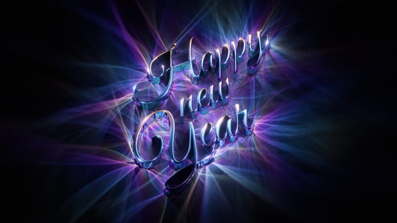 Luminous New Year 3D Text 4K 5K Wallpaper