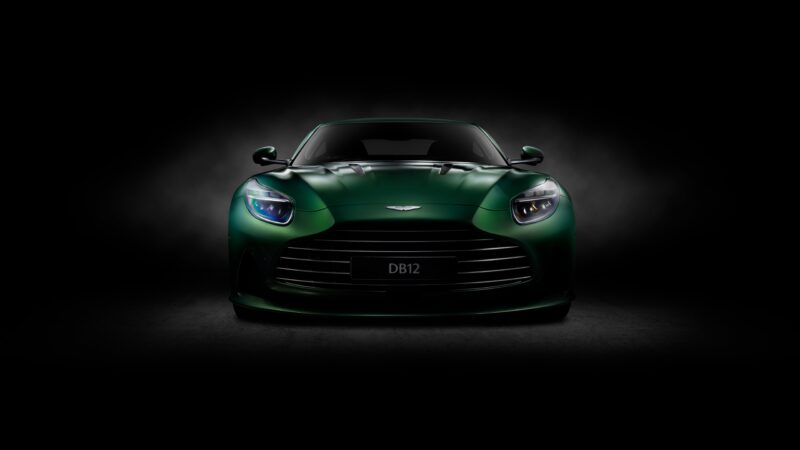 Aston Martin DB12: Midnight Green Elegance 4K 5K 8K Wallpaper