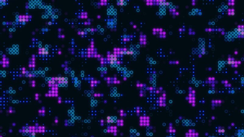 Pixel Grid Neon Cosmos 4K Wallpaper