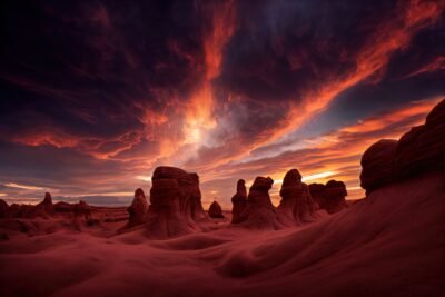 Sunset Blaze Over Ancient Canyon Rocks 4K 5K 8K Wallpaper