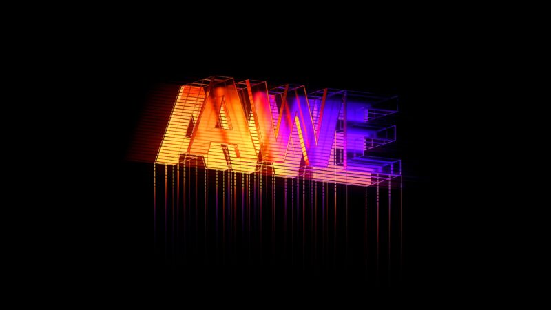 Neon Awe: Glowing Typography 4K Wallpaper