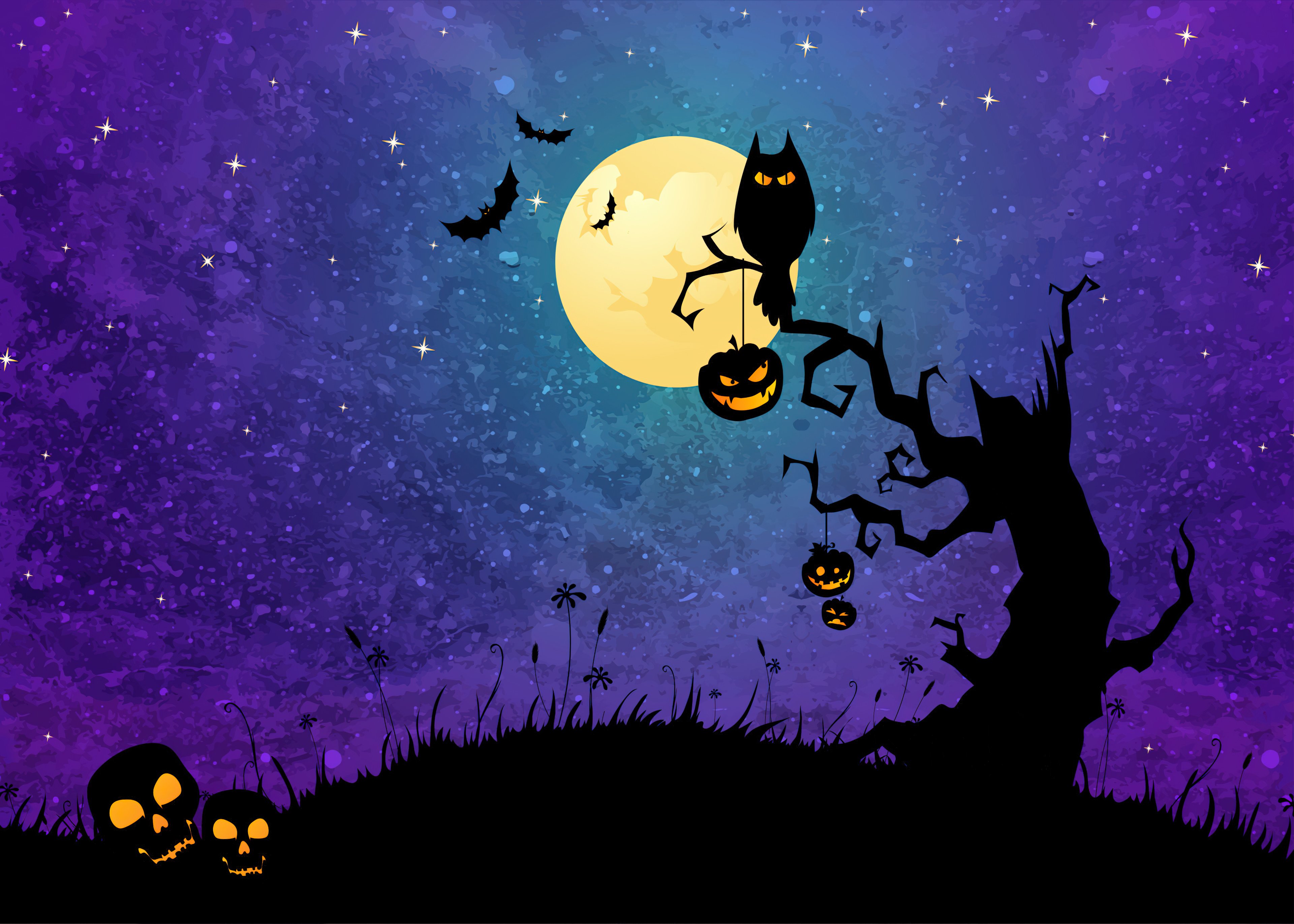 Spooky Halloween Night Silhouette 4K Wallpaper
