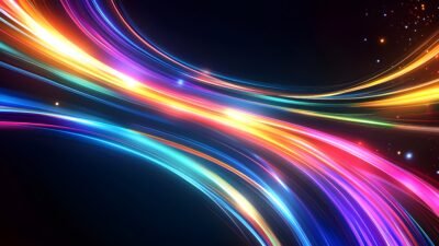 Cosmic Neon Trails: Galactic Energy Flow 4K 5K 8K Wallpaper