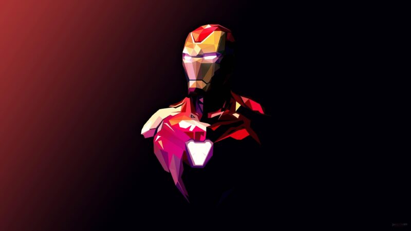 Minimalist Iron Man Pixel Portrait 4K Wallpaper