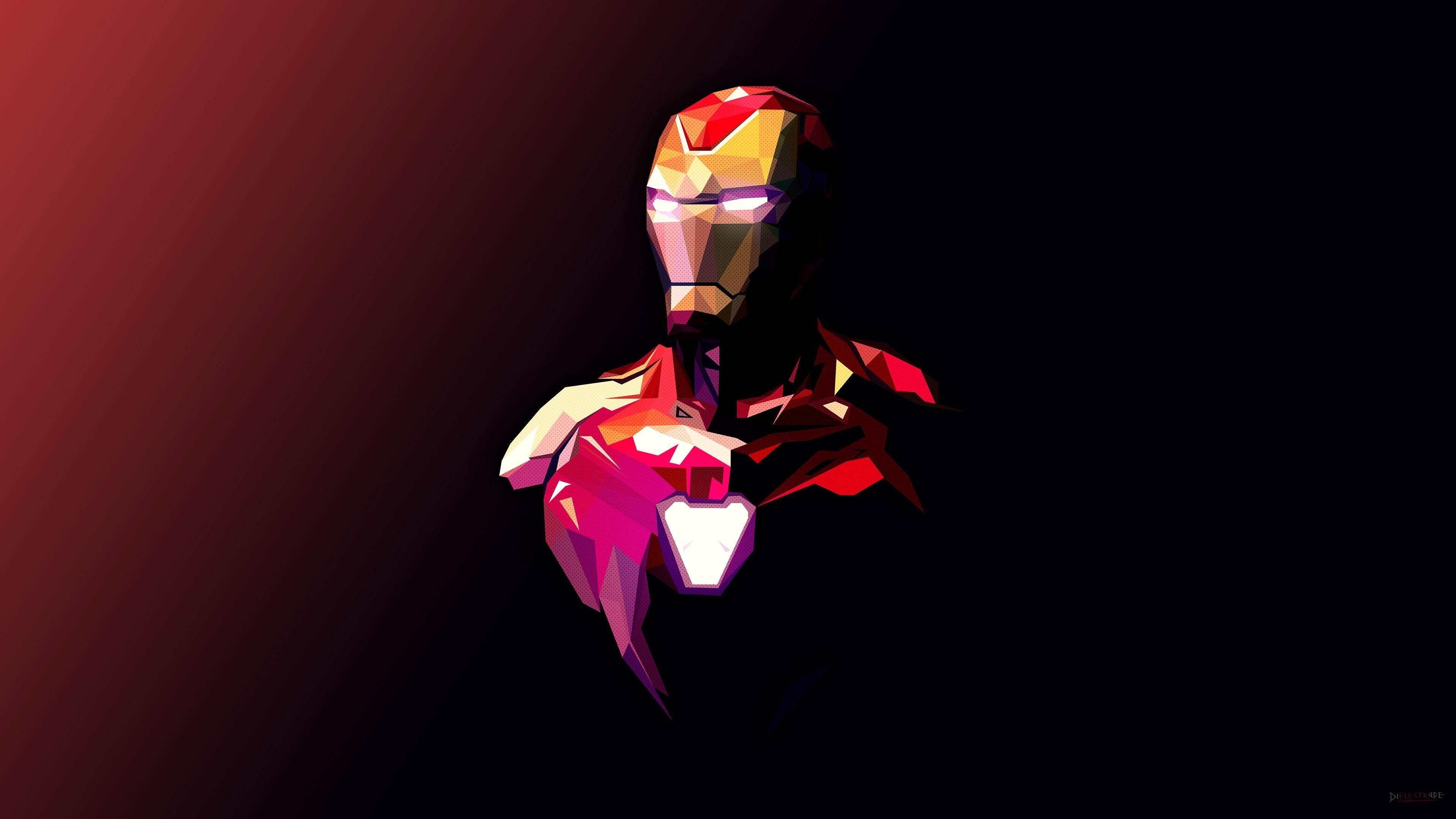 Minimalist Iron Man Pixel Portrait 4K Wallpaper