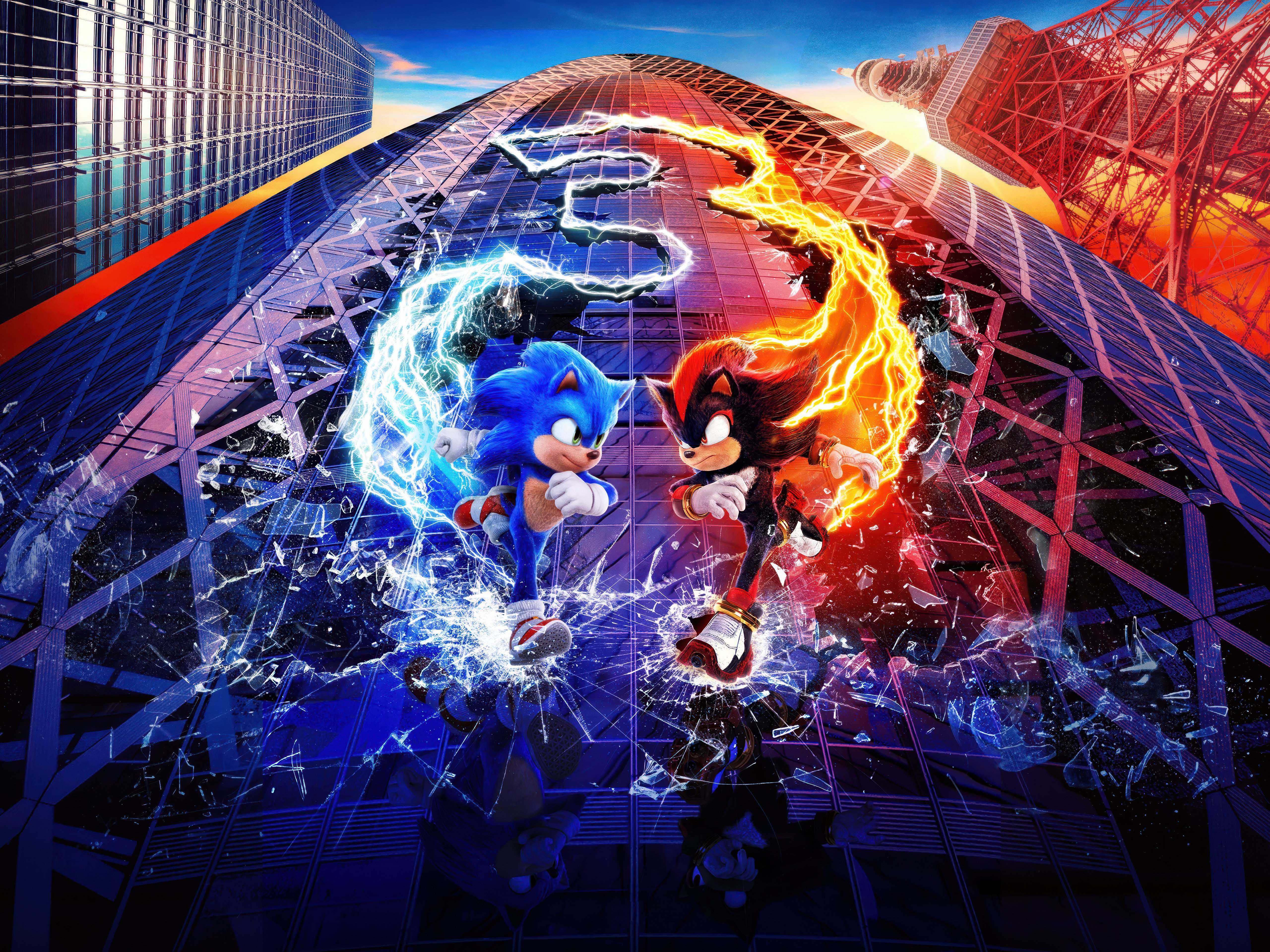 Sonic vs Shadow: Elemental Clash 4K 5K Wallpaper