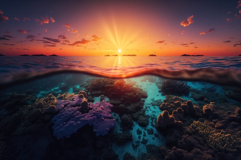 Sunset Beneath the Waves 4K 5K 8K Wallpaper