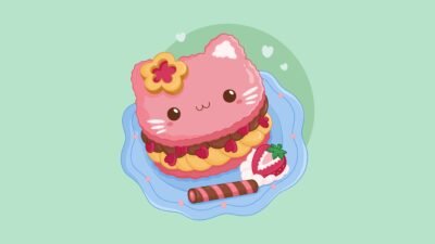 Cute Kitty Food Adventure 4K Wallpaper