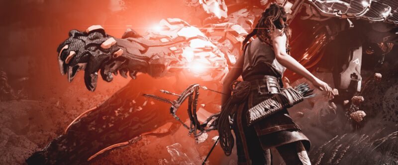 Aloy's Fiery Battle in Horizon Zero Dawn 4K Wallpaper