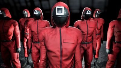 Squid Game: Red Guard Lineup 4K Wallpaper