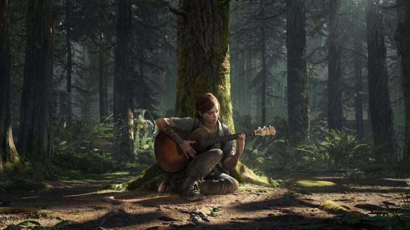 Ellie's Acoustic Moment in Infected Woods 4K Wallpaper