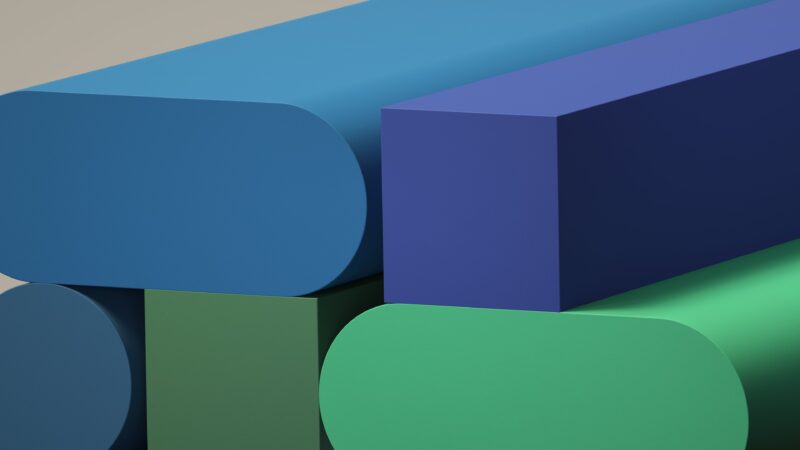 Blue Green 3D Shapes Overlap 4K Wallpaper