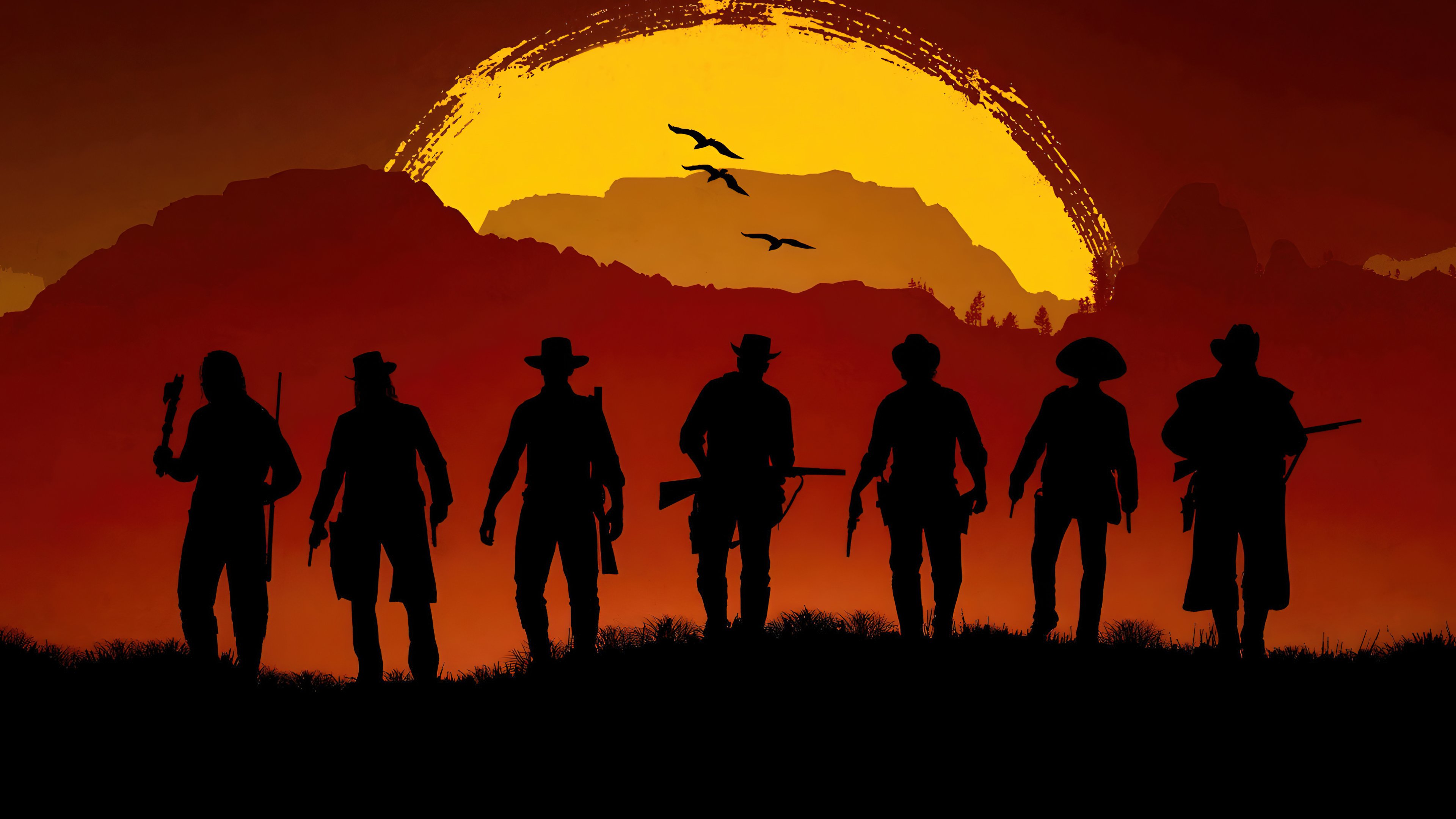 Outlaws at Sunset: Red Dead Redemption 2 4K Wallpaper