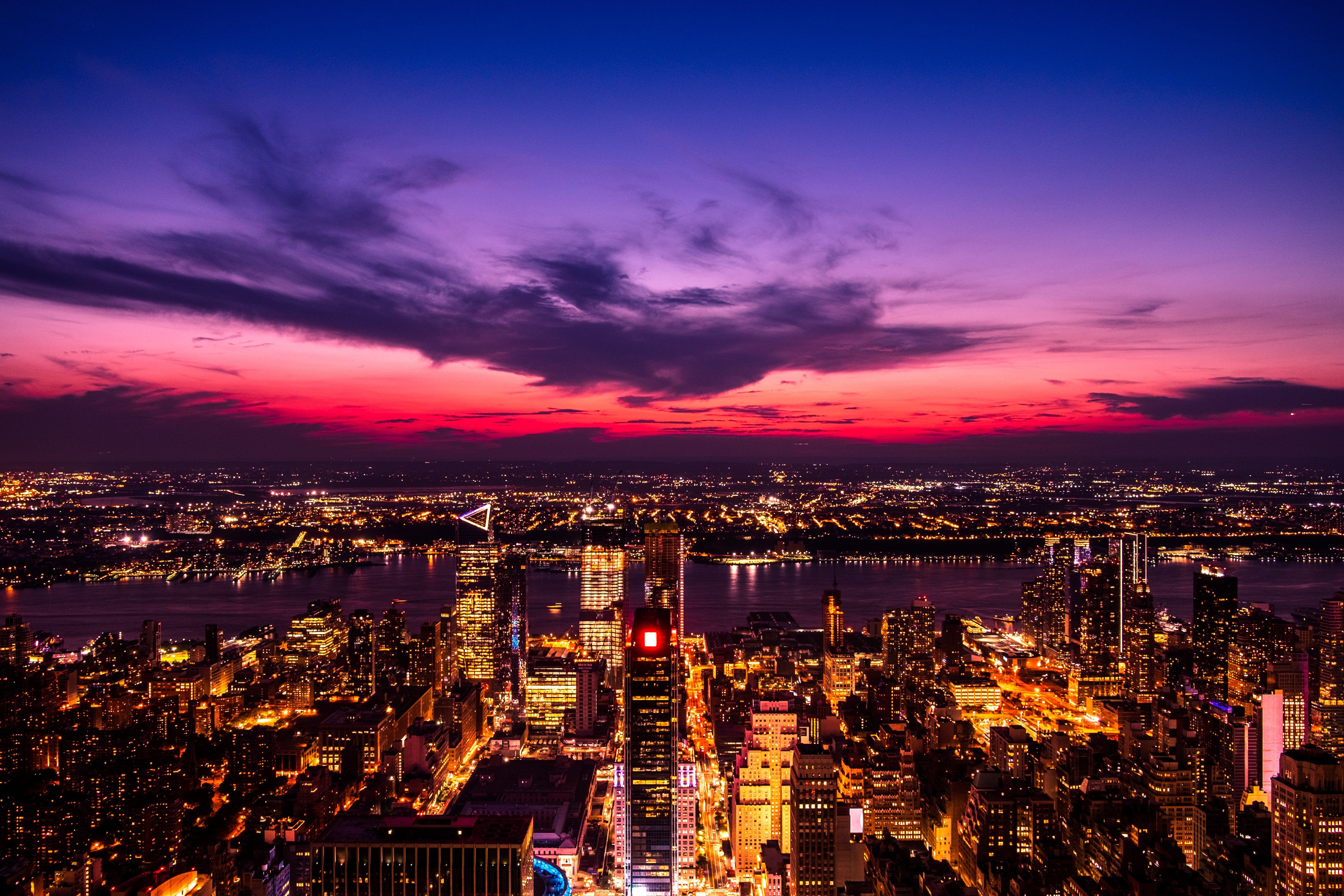NYC Twilight: Urban Glow at Sunset 4K Wallpaper