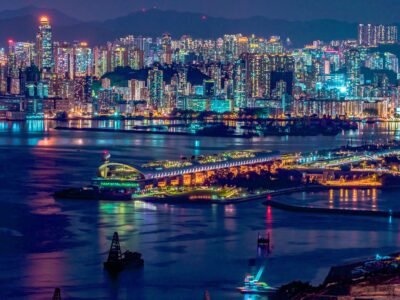 Hong Kong's Electric Night: Urban Symphony 4K 5K Wallpaper