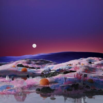 Lunar Dreams in Surreal Landscape 4K Wallpaper