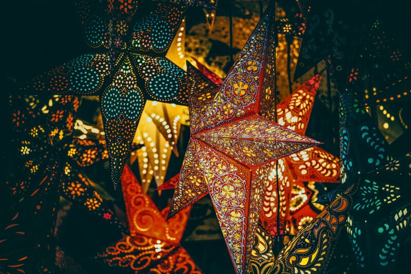 Enchanting Christmas Star Lights Display 4K 5K Wallpaper