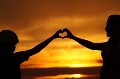 Heart Hands at Golden Sunset 4K 5K Wallpaper