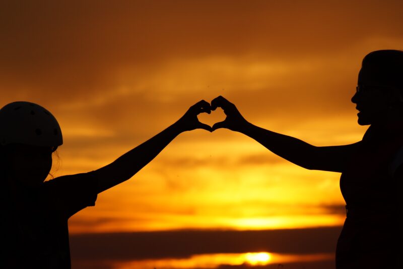 Heart Hands at Golden Sunset 4K 5K Wallpaper