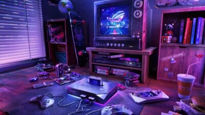 Asus ROG: Retro Gamer's Cozy Sanctuary 4K Wallpaper