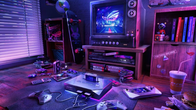 Asus ROG: Retro Gamer's Cozy Sanctuary 4K Wallpaper