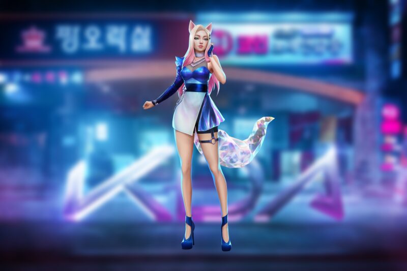 KDA Ahri: Neon Night League Star 4K 5K 8K Wallpaper
