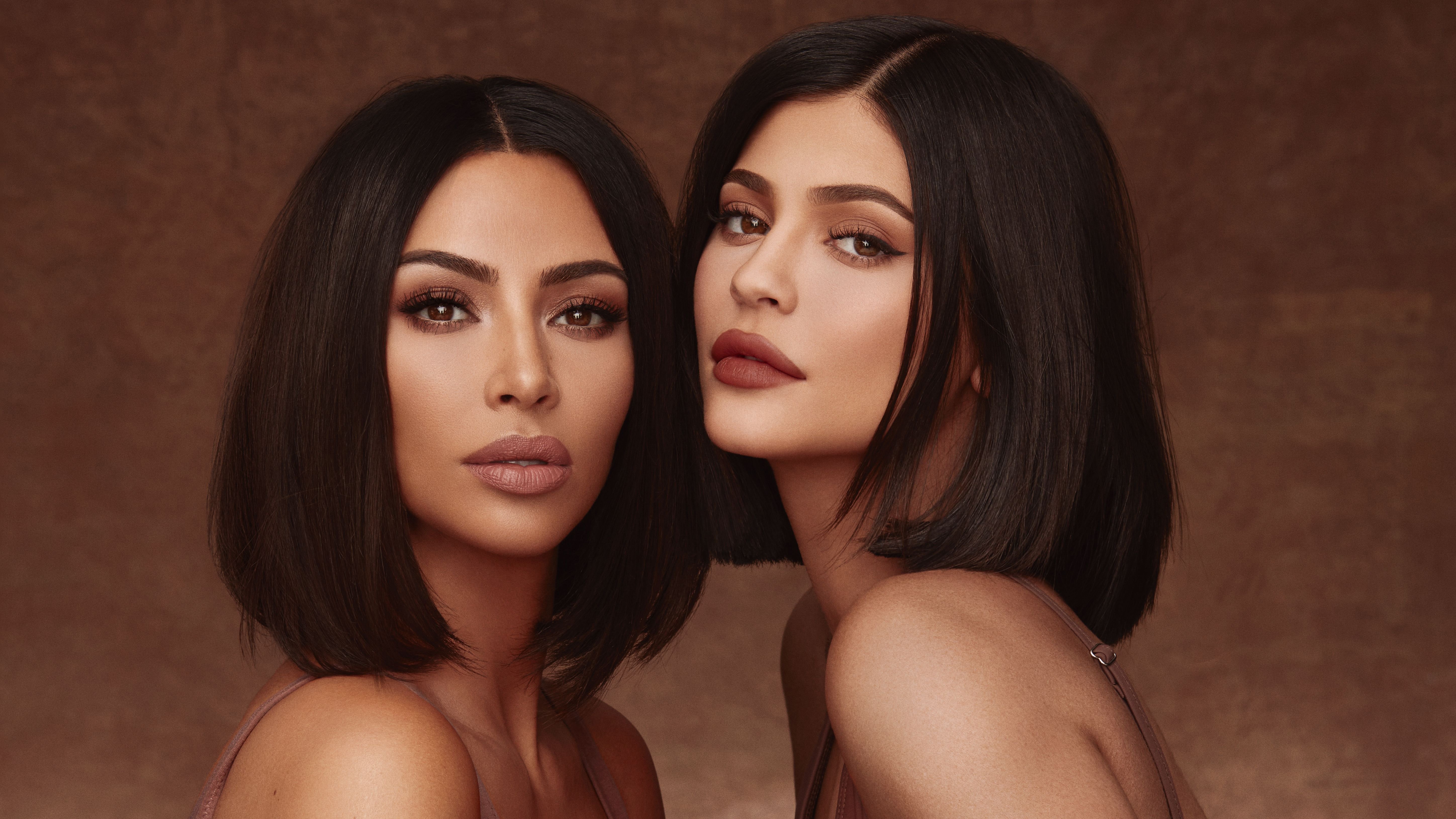Kim and Kylie: Stunning Sisterhood Portrait 4K 5K Wallpaper