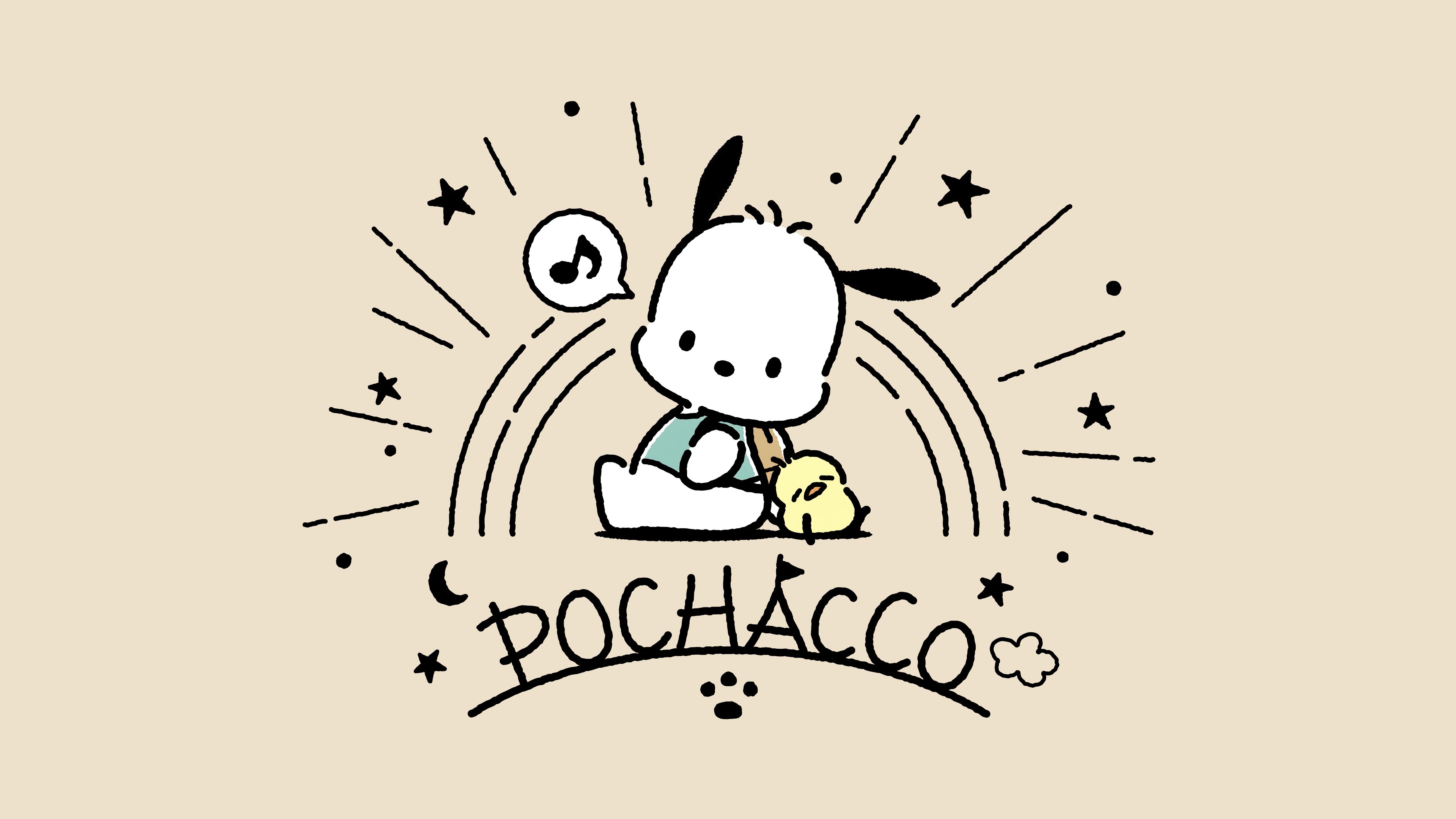 Pochacco: Adorable Pup in Starry Sketch 4K 5K Wallpaper