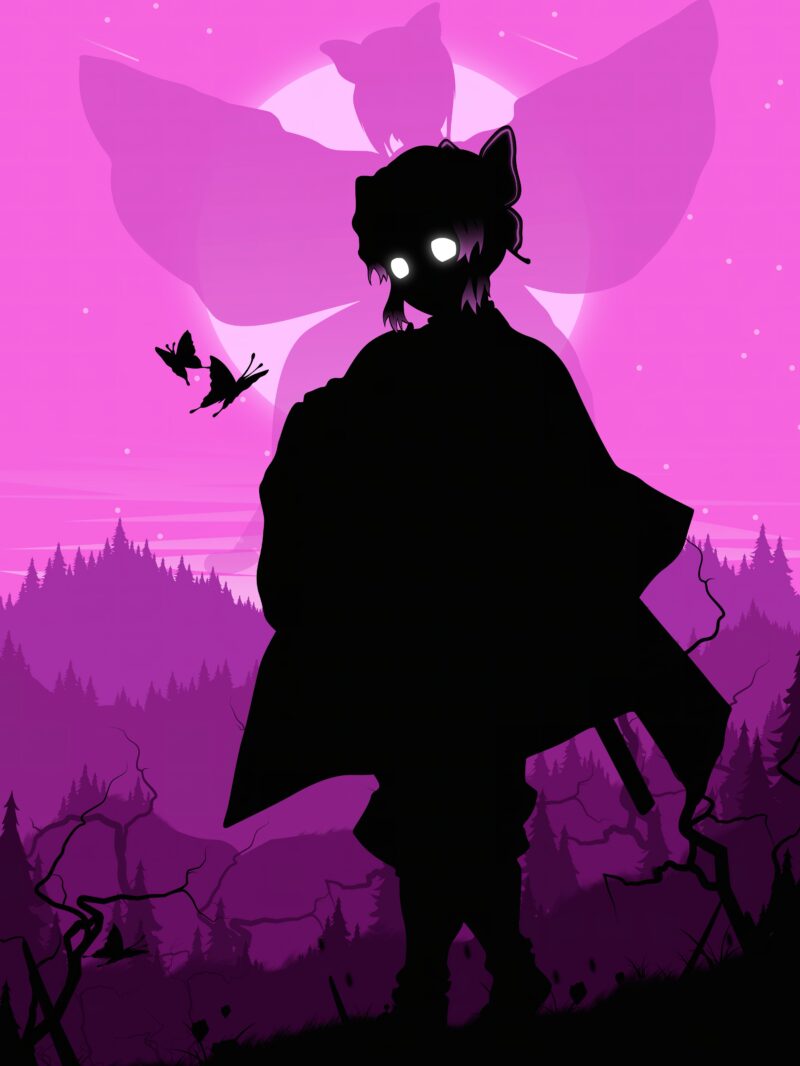 Shinobu's Twilight Butterfly Symphony 4K 5K Wallpaper