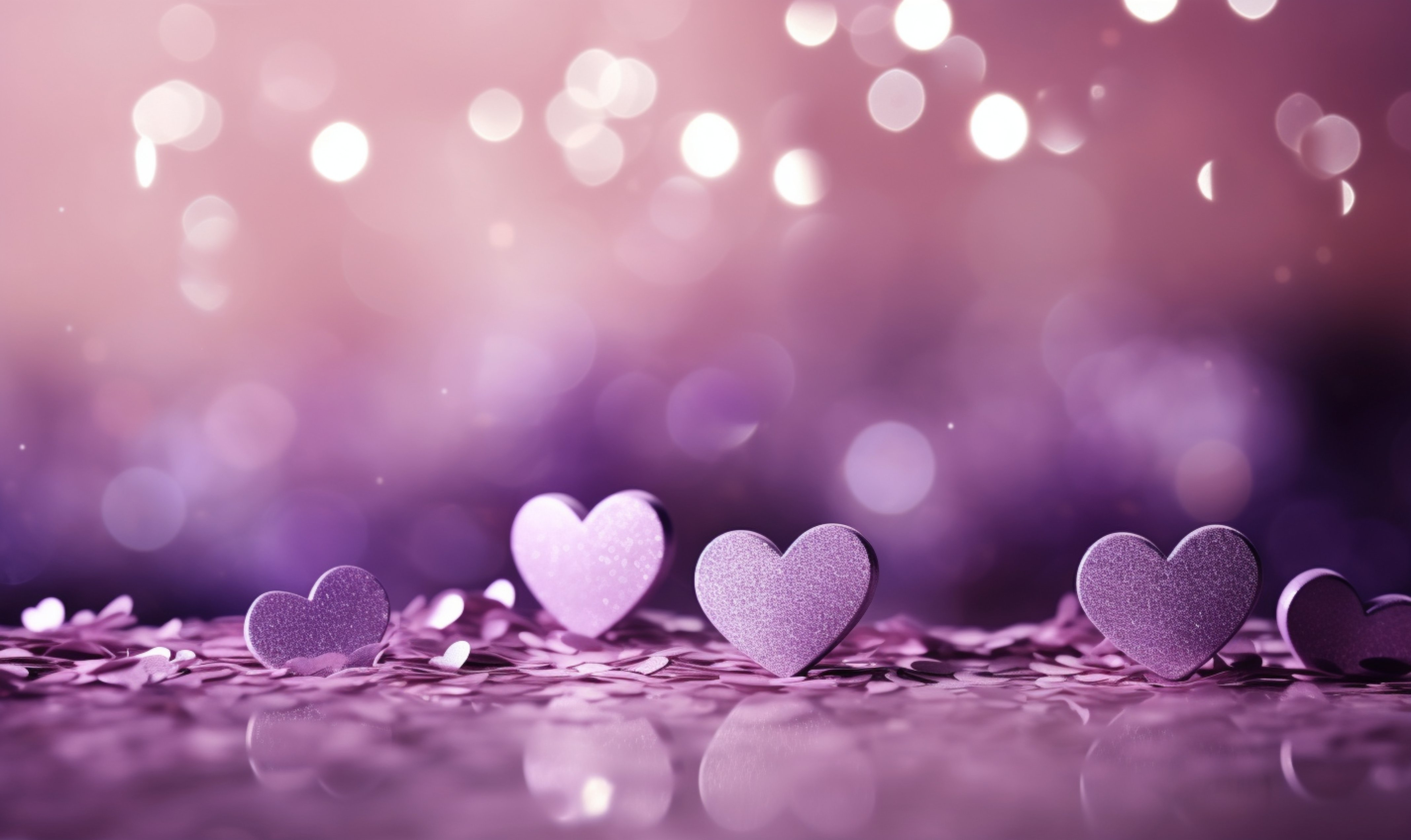Purple Hearts: Love's Soft Glow 4K Wallpaper
