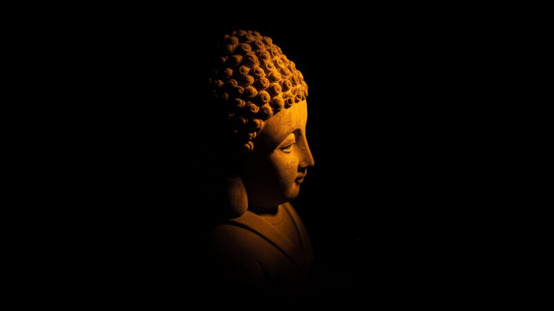 Enlightened Gautama Buddha in Golden Hue 4K 5K Wallpaper