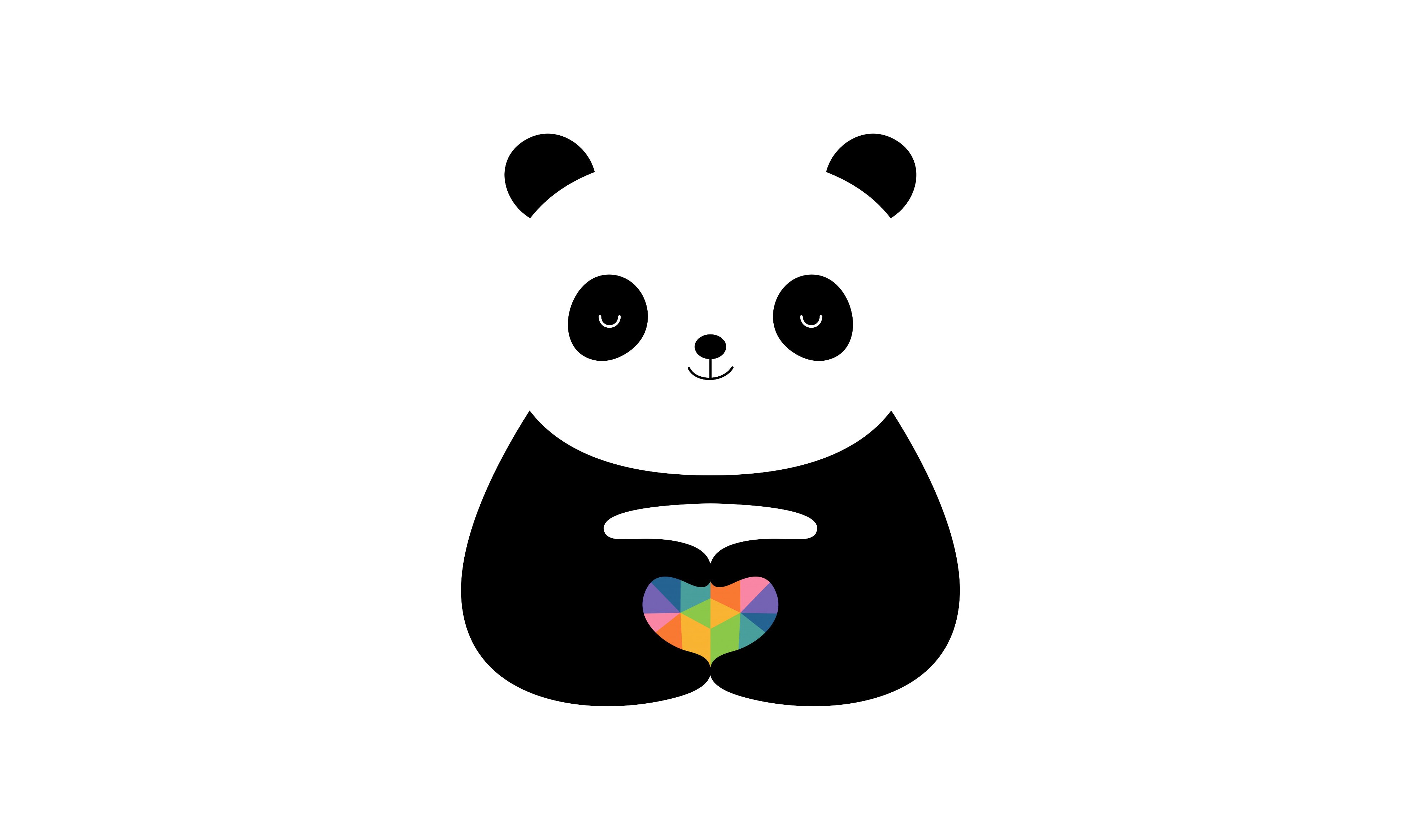 Cute Panda's Colorful Love 4K Wallpaper