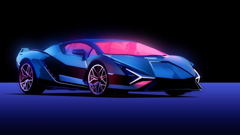 Lamborghini Sián: Neon Dream Machine 4K Wallpaper