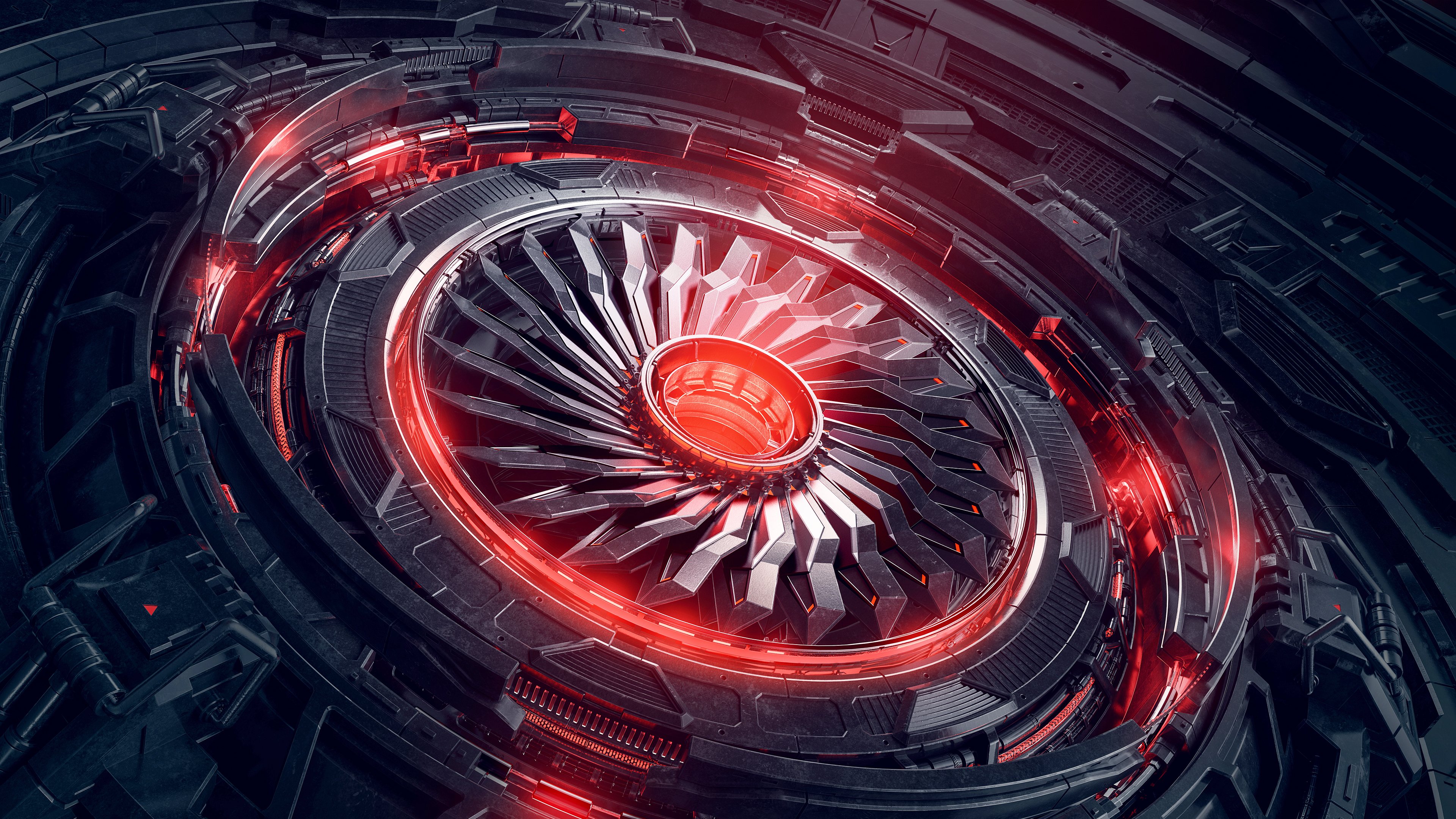 Turbine Core: Futuristic Metal Fusion 4K Wallpaper