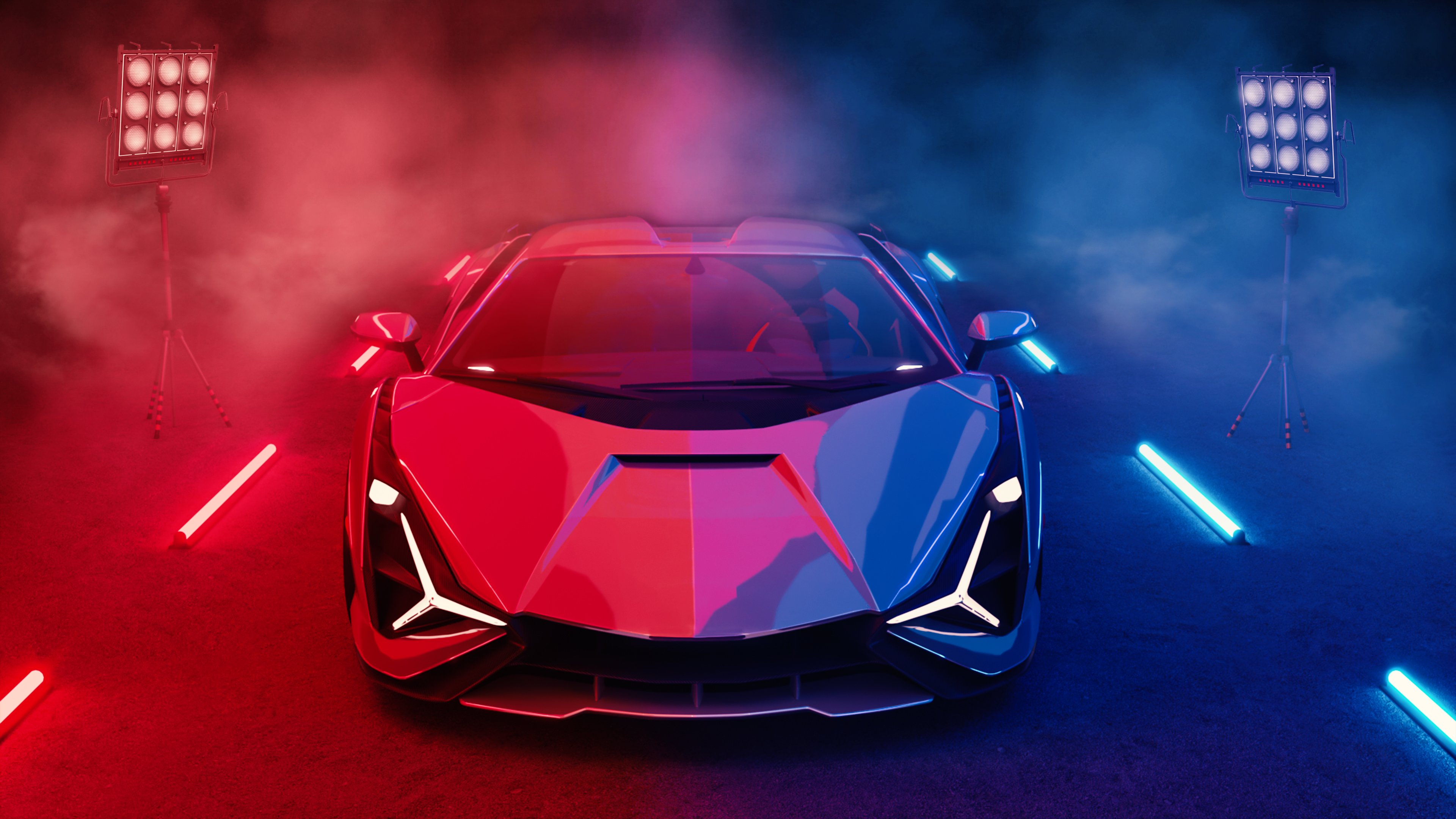 Lamborghini Sián: Neon Powerhouse 4K Wallpaper