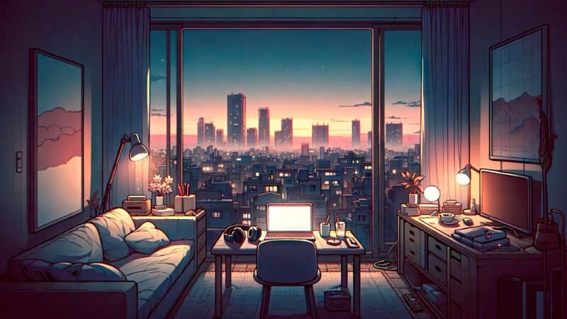 Lofi Nights: Urban Solitude 4K Wallpaper