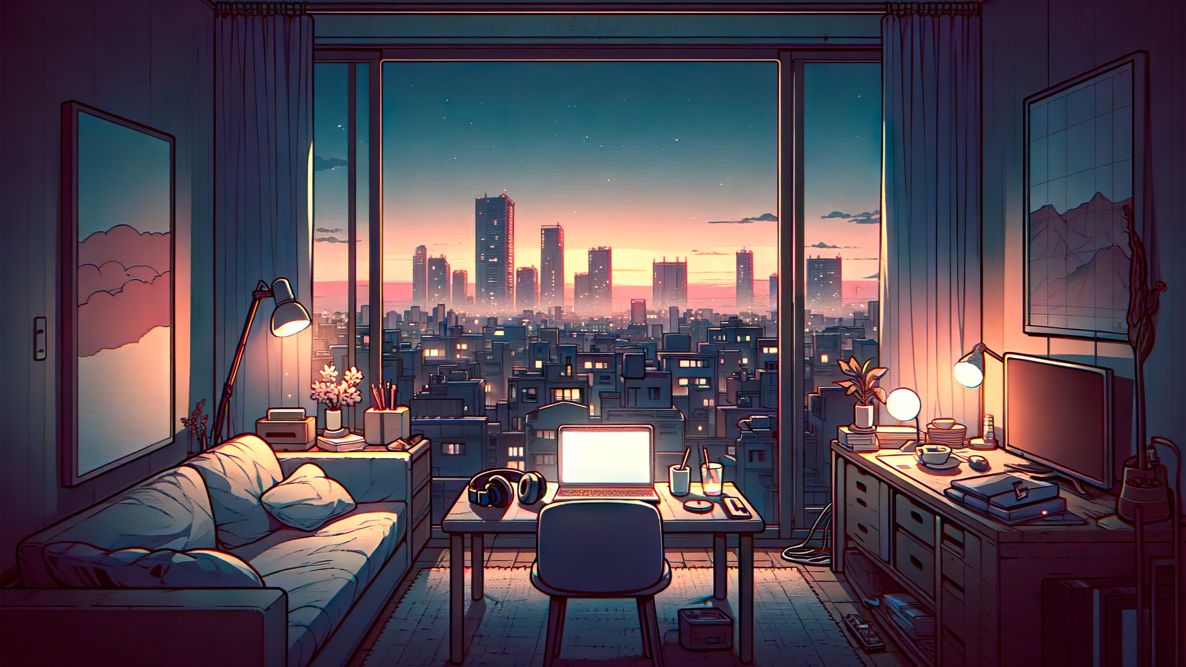 Lofi Nights: Urban Solitude 4K Wallpaper