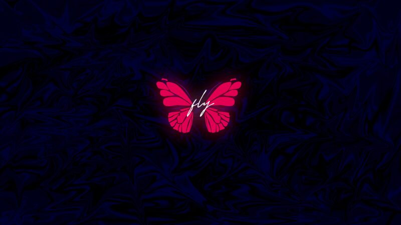 Neon Butterfly: Dark Digital Glow 4K Wallpaper