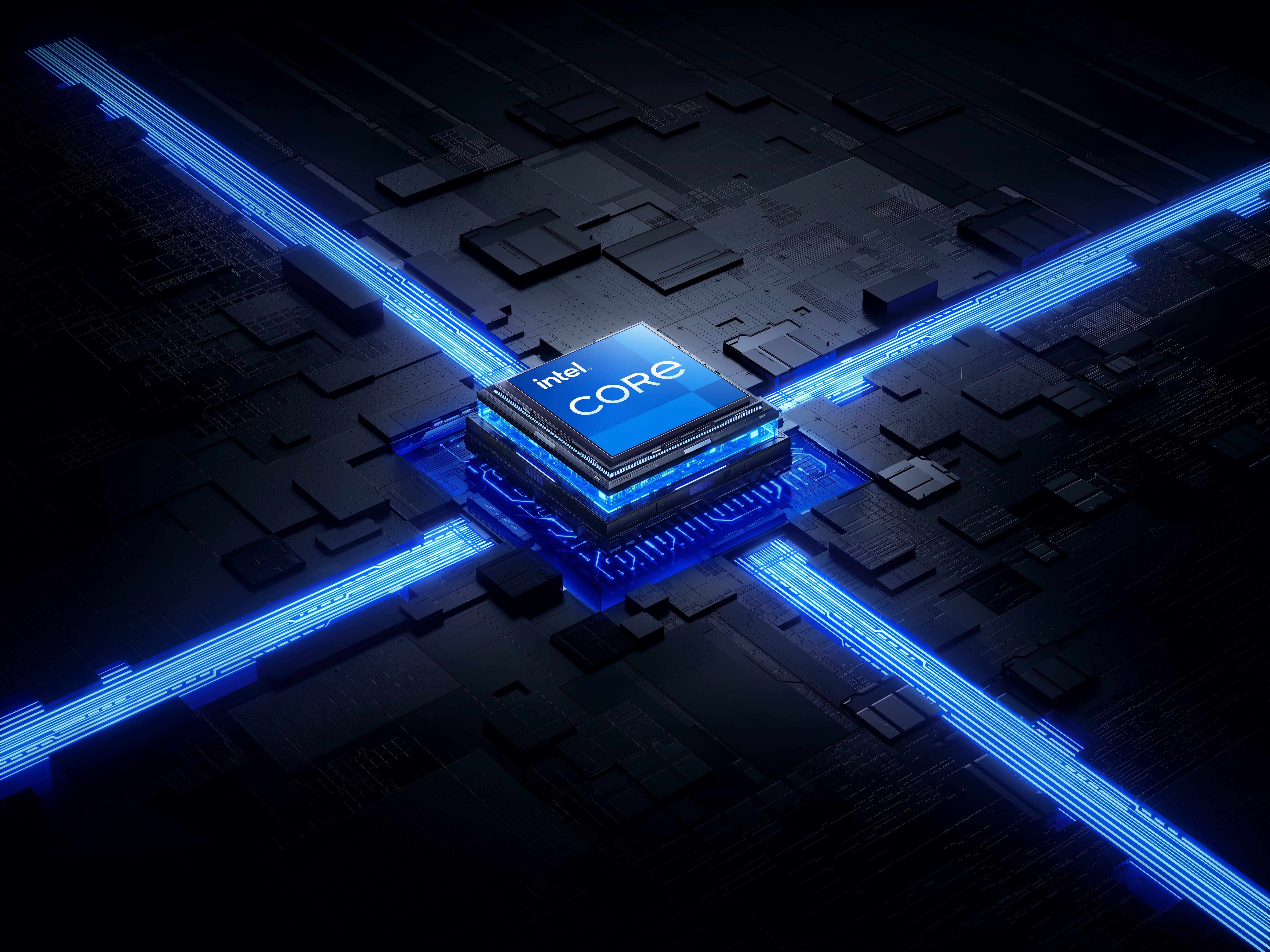 Intel Core: Futuristic Processor Unleashed 4K 5K Wallpaper